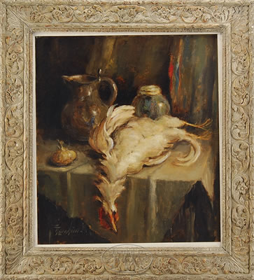 LE COQ BLANC NATURE MORTE