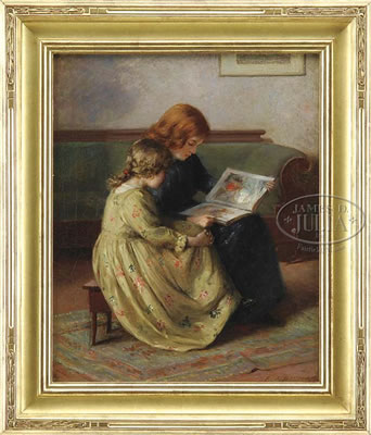 THE READING LESSON by Frederick Boston - Auction record, sale price, and art valuation. Compare with similar artists and explore comparable artworks.