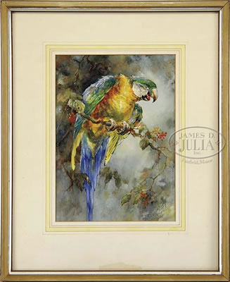 PAIR OF PARROT WATERCOLORS