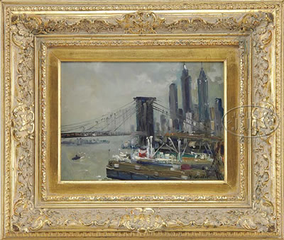 DOCKS BESIDE THE BROOKLYN BRIDGE by Vladimir Lebedev - Auction record, sale price, and art valuation. Compare with similar artists and explore comparable artworks.