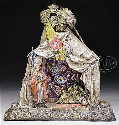 LARGE LAMP WITH TWO ARABS IN TENT