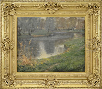 SUMMER LANDSCAPE WITH WINDING RIVER