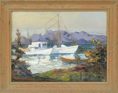 "HERRING BOATS MONHEGAN, MAINE"