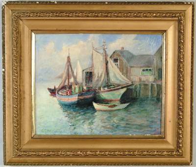 Sample artwork by Gilbert Margeson (1852 - 1949), known for coastal landscape, ships - View similar artists and auction records