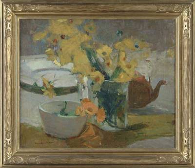 Table Top Still Life with Yellow Flowers