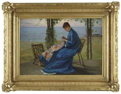 Sewing on the Veranda