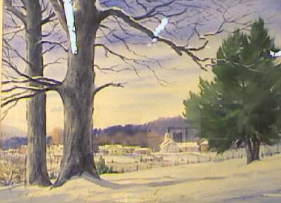 Snow Scene with Church and Other Buildings by Kenneth Reeve - Auction record, sale price, and art valuation. Compare with similar artists and explore comparable artworks.