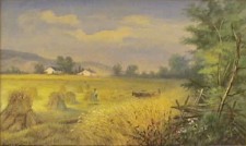 Indiana Farm with Corn Shocks, Farmer