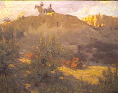Southwestern Bluffs With Indian Warriors