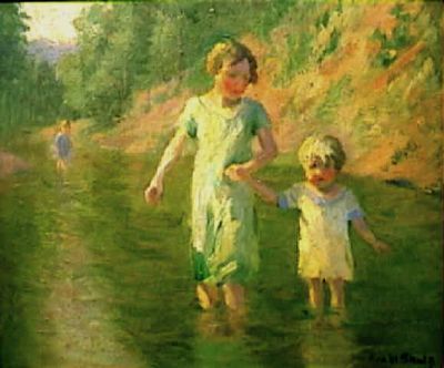 Three Children Wading
