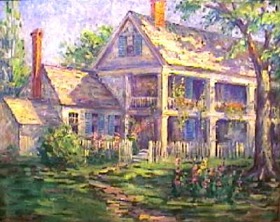 House with Columns with Flowers and Vines