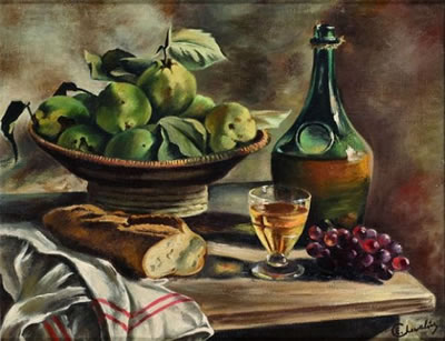 Pain verre et bouteille