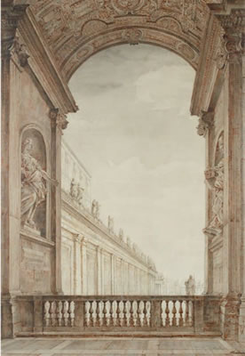 Vue d'une aile du Vatican prise d'une des loggia de la façade