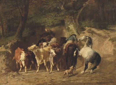 Das Kuhtreiben by Albert Q Becker - Auction record, sale price, and art valuation. Compare with similar artists and explore comparable artworks.