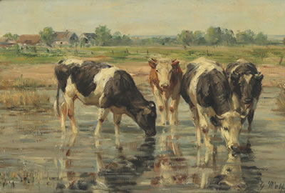 Sample artwork by Georg Wolf (1882 - 1962), known for landscape and animal painting - View similar artists and auction records