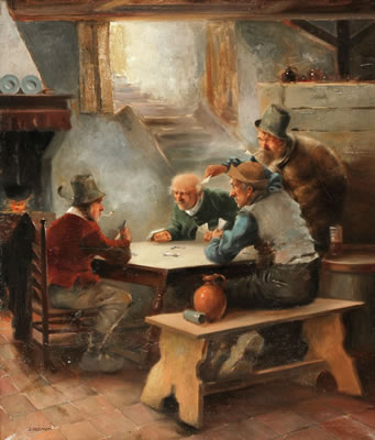 Männer im Wirtshaus beim Kartenspiel by Josef Adam - Auction record, sale price, and art valuation. Compare with similar artists and explore comparable artworks.