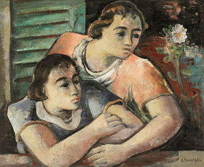 Zwei Frauenfiguren am Fenster by Oskar Gawell - Auction record, sale price, and art valuation. Compare with similar artists and explore comparable artworks.