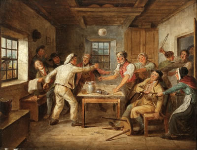 Trinkerszene im Wirtshaus