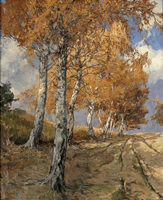 Herbstliche Birken am Feldrand