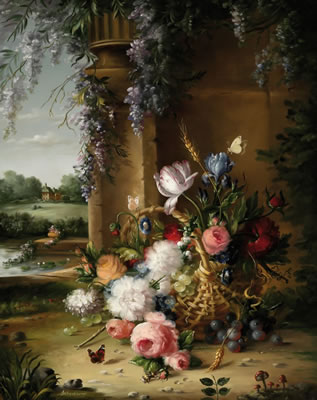 Sample artwork by Hildegard Schwammberger (Born 1950), known for precise, richly colored flora still-life arrangement paintings - View similar artists and auction records