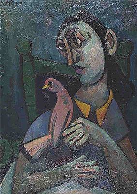 Frau mit rosa Vogel by Herbert Helmert - Auction record, sale price, and art valuation. Compare with similar artists and explore comparable artworks.