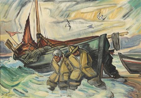 "Heimkehrende Fischer" by Heinz Sprenger - Auction record, sale price, and art valuation. Compare with similar artists and explore comparable artworks.