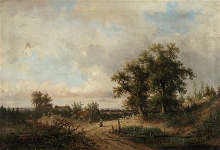 Landschaft mit Bauern und Ziegenherde