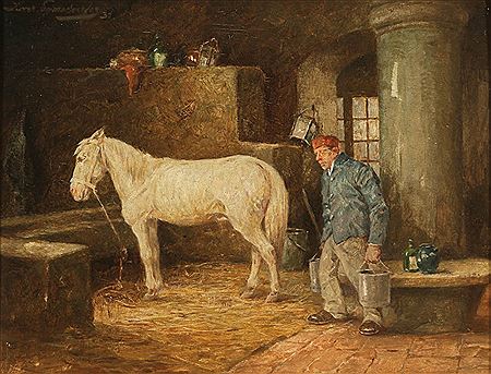 Bei der Stallarbeit by Konrad Herrmann Egersdorfer - Auction record, sale price, and art valuation. Compare with similar artists and explore comparable artworks.