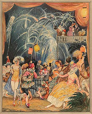 Festnacht mit Feuerwerk by Erhard Amadeus Dier - Auction record, sale price, and art valuation. Compare with similar artists and explore comparable artworks.