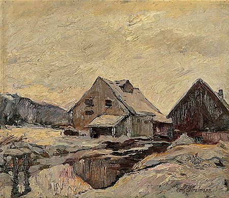 Häuser im Winter by Emil Stratmann - Auction record, sale price, and art valuation. Compare with similar artists and explore comparable artworks.