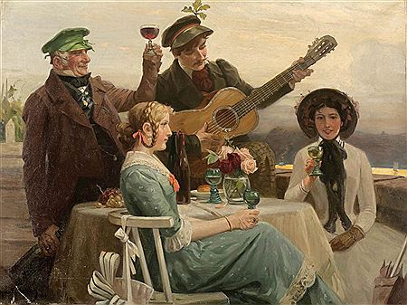 Sample artwork by Hans Gabriel Jentzsch (1862 - 1930), known for landscape with figure painting, graphic art, illustration, satire, caricature - View similar artists and auction records