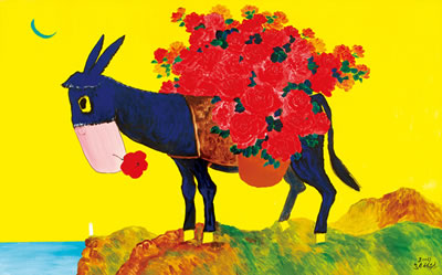 Flowers and Donkey