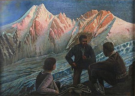 Darstellung von Bergsteigern im Gebirge