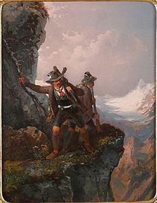Darstellung von Jägern im Gebirge