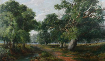 Elk in a Forest Clearing by Henry Harris - Auction record, sale price, and art valuation. Compare with similar artists and explore comparable artworks.