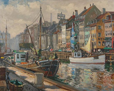 CANAL IN COPENHAGEN by Theodor Nygaard - Auction record, sale price, and art valuation. Compare with similar artists and explore comparable artworks.