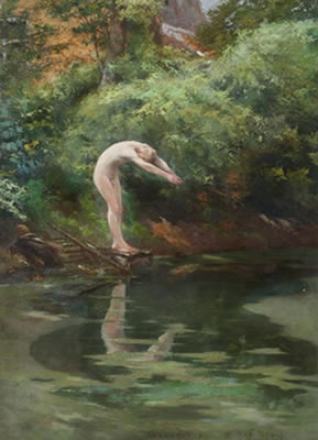 NUDE MALE DIVER by Henry Melle - Auction record, sale price, and art valuation. Compare with similar artists and explore comparable artworks.