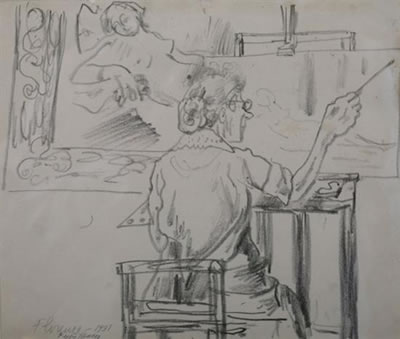 Portrait of Peggy Brook (Margaret) Bacon: SELF-PORTRAIT (STUDY FOR NYMPH)