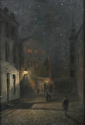 STREET SCENE AT NIGHT