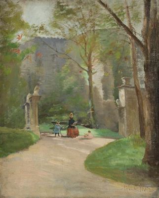 MOTHER AND CHILDREN IN PARISIAN PARK