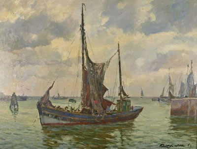 Fischkutter auf der Elbe vor Helgoland