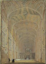 Blick in das Innere der Kings College Chapel, Cambridge, nach Westen.