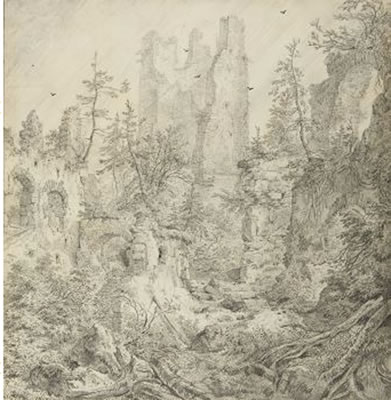Schlosshof der Ruine Hohenfreyberg im Allgäu.