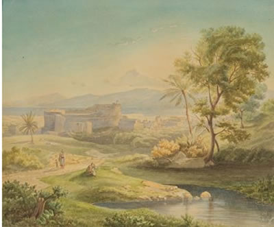 Ansicht auf ein am Meer gelegenes Städtchen mit Amphitheater. by Adolf Friedrich Vollmer - Auction record, sale price, and art valuation. Compare with similar artists and explore comparable artworks.