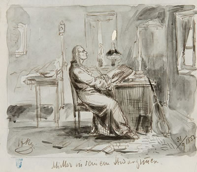 Schiller in seinem Studierzimmer
