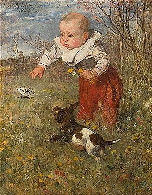 Kleinkind mit Hund in Landschaft (Fang den Schmetterling!). by Wilhelm Von Diez - Auction record, sale price, and art valuation. Compare with similar artists and explore comparable artworks.