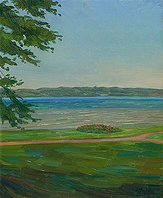 Blick von Niederpöcking nach Kempfenhausen am Starnberger See.