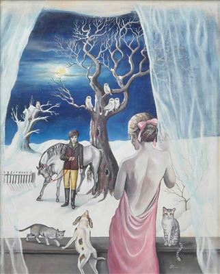 Winterlandschaft mit Dame am Fenster. by Nina von Bistram - Auction record, sale price, and art valuation. Compare with similar artists and explore comparable artworks.