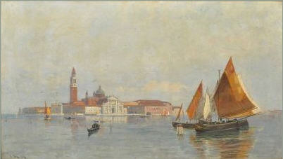 Ansicht von San Giorgio Maggiore in der Lagune von Venedig