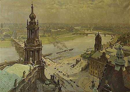Die Elbbrücken (Blick vom Hausmannsturm des Dresdener Schlosses in Richtung Dresden-Neustadt) by Fritz Beckert - Auction record, sale price, and art valuation. Compare with similar artists and explore comparable artworks.